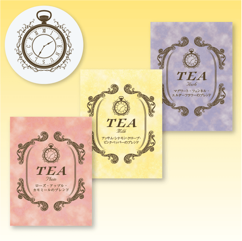 デザイン制作事例-「Venus Luce様」ショップロゴ＆紅茶ラベルデザイン